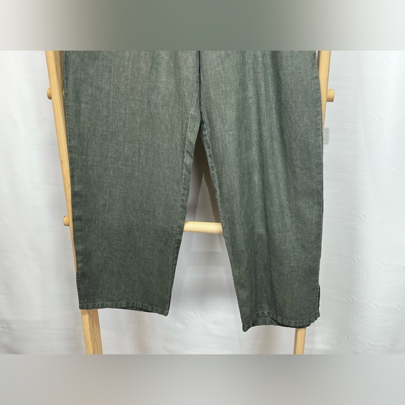 J. JILL Olive green 💯 Linen pants size 10. - Picture 3 of 9